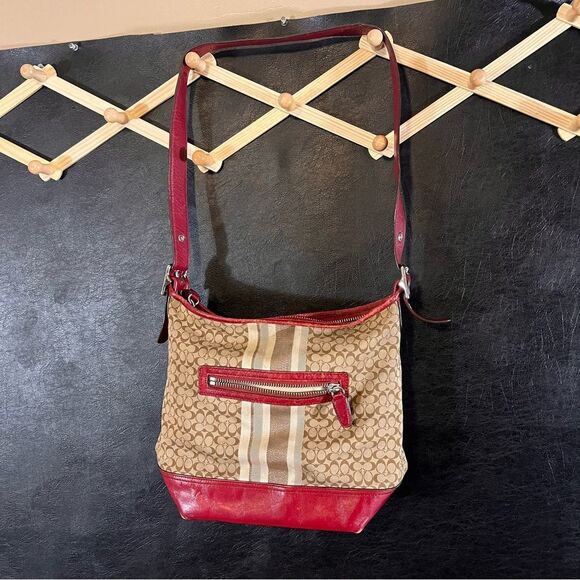 Coach Tan And Red Legacy Shoulder Bag - Picture 2 of 16
